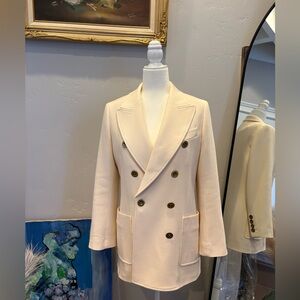 Chloe Double Breasted Wool Blazer Cream Size 6 🌟